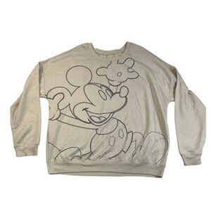 Disney Mickey Mouse Outline Graphic Crew‎ Neck Sweatshirt Womens